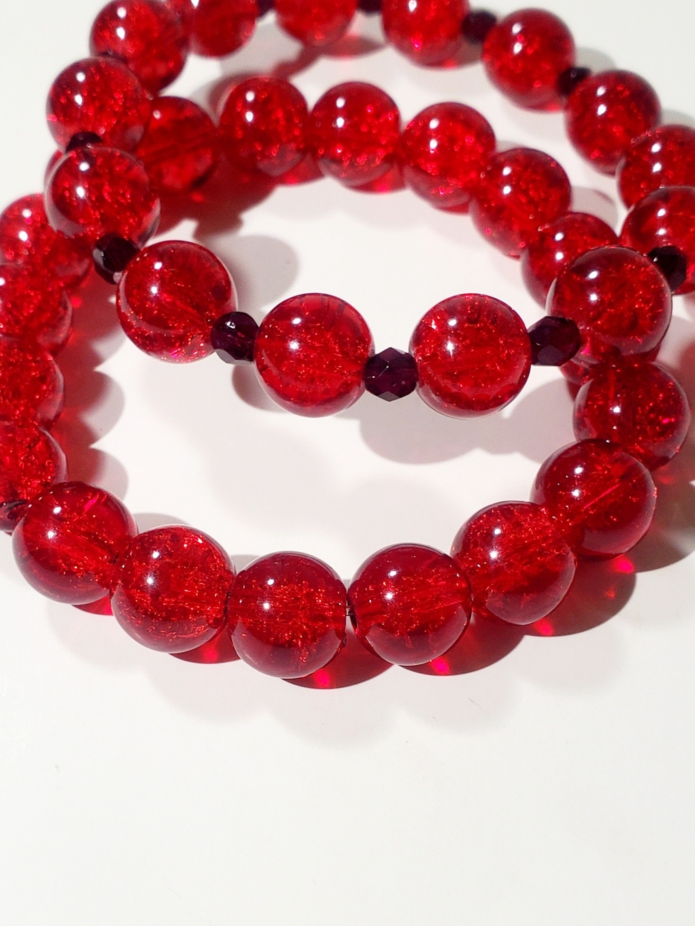Red Glass Bead Stretch Bracelet - Women Jewelry